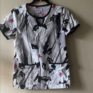 Koi Vibrant Floral Scrub Top